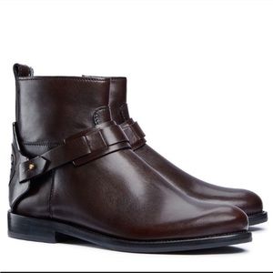 Tory Burch Women’s Derby Flat Booties Coconut Brown Leather Zip Up Boots Size 6